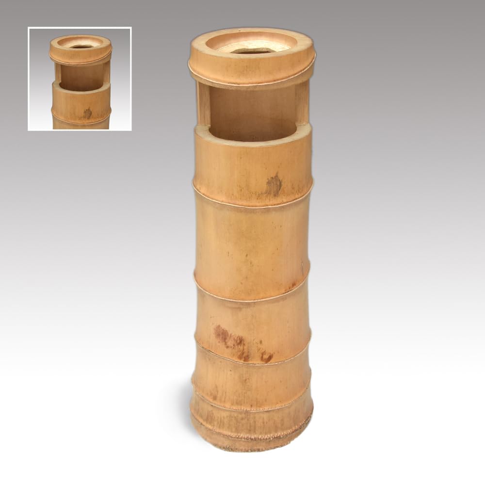 希少⭐️1960年代　尺八本体 竹製 ケース付き 小さい竹行李33cm 昭和期 竹編みの道具箱 レターケース 古籠 古箱 竹